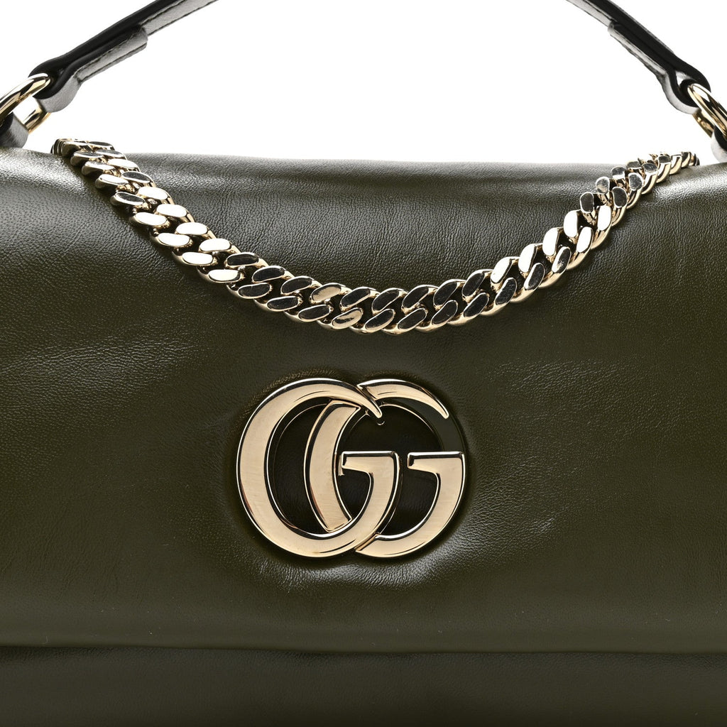 Lambskin Mini GG Milano Top Handle Shoulder Bag Green