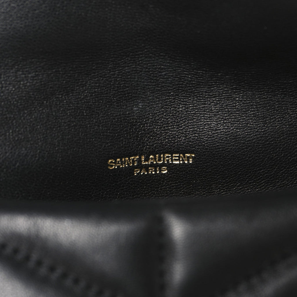 Lambskin Quilted Toy Loulou Puffer Monogram Chain Satchel Black