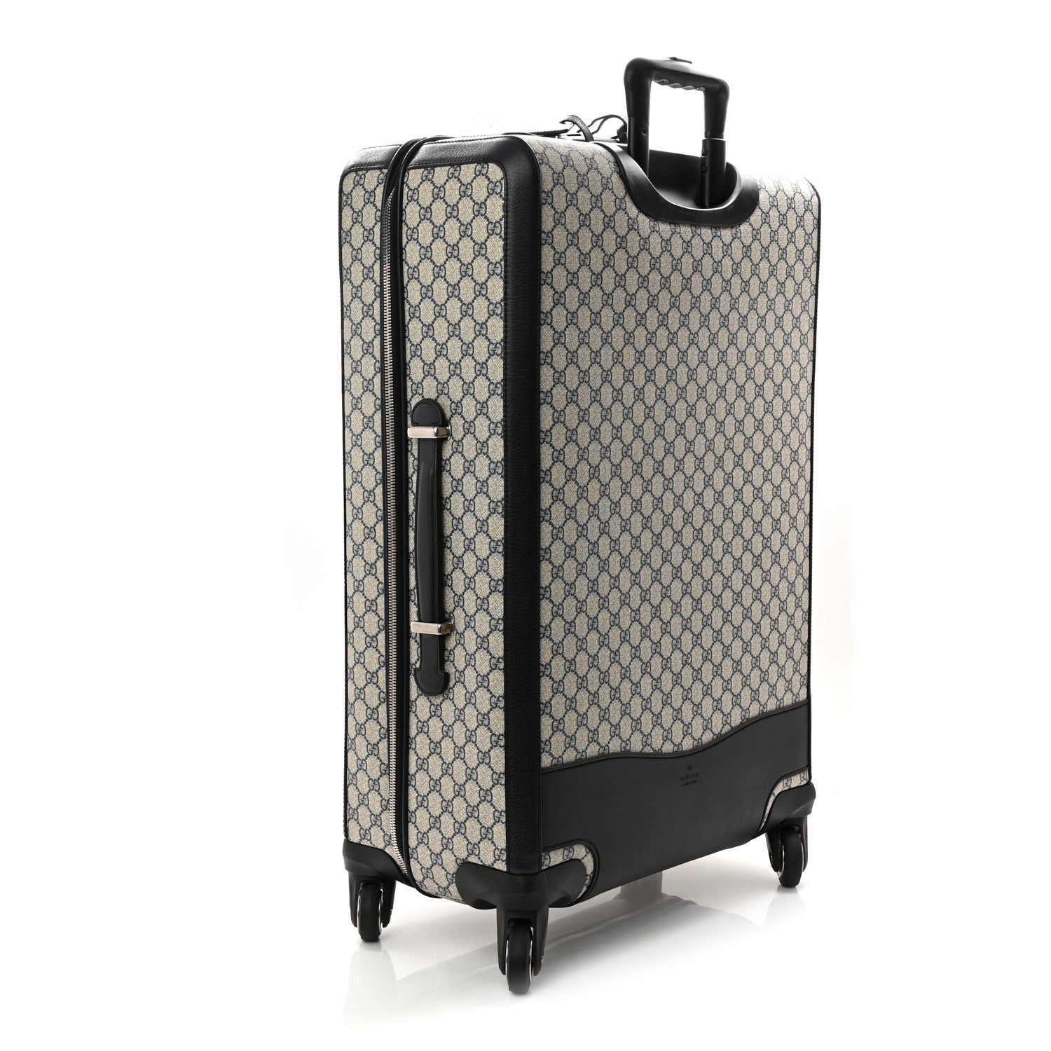 GG Supreme Monogram Textured Dollar Calfskin Web Large Savoy Trolley Suitcase Beige Blue