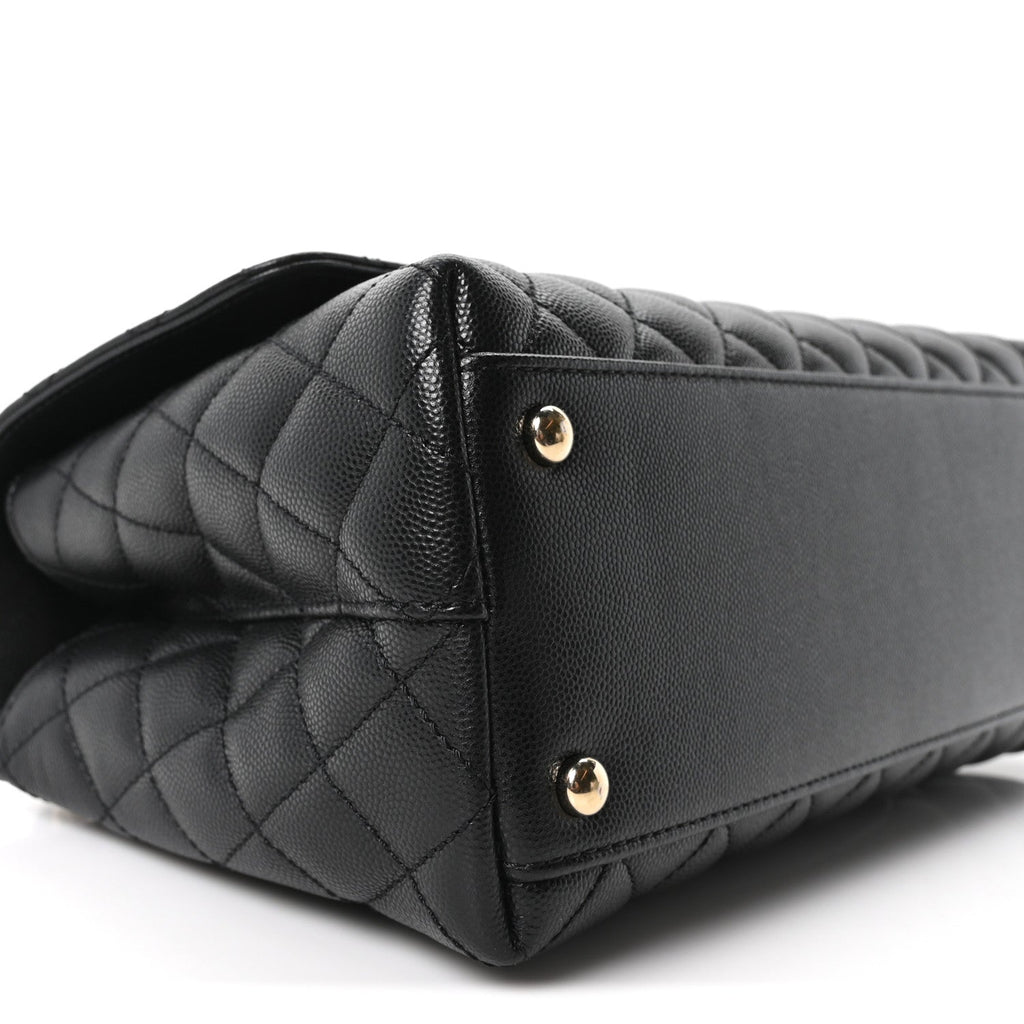 Caviar Quilted Small Coco Handle Flap Black