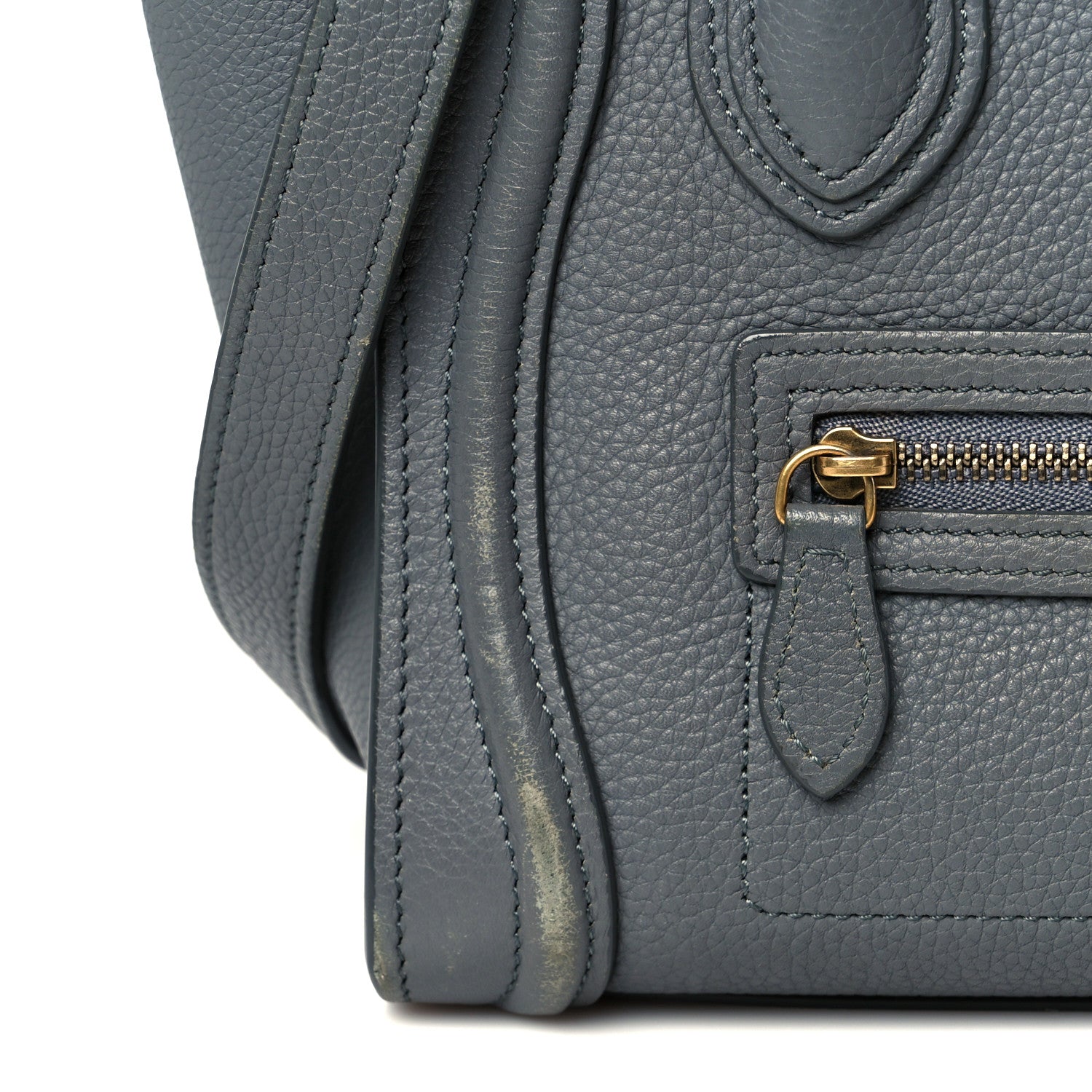 Drummed Calfskin Nano Luggage Kohl