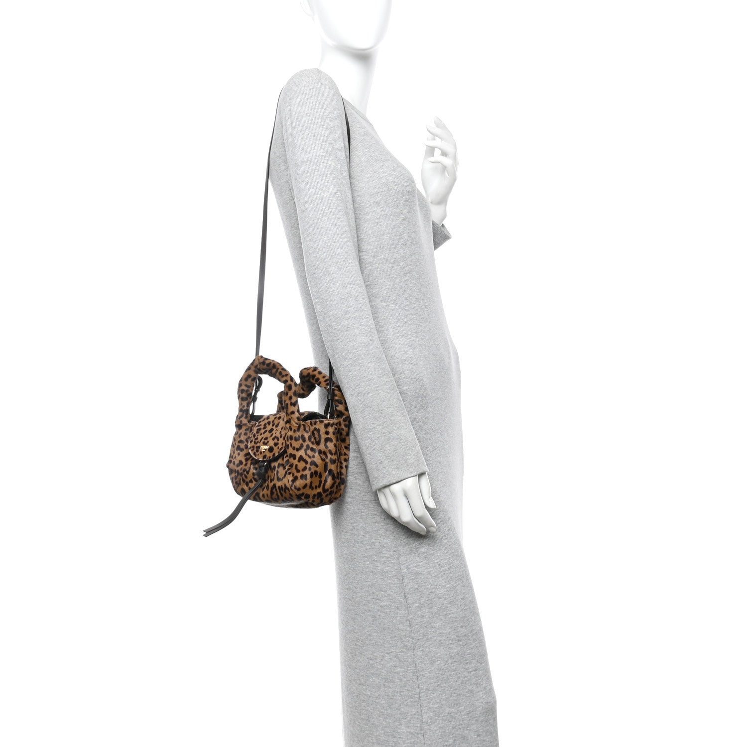 Cavallino Vitello Leopard Print Mini Spy Bag Marrone