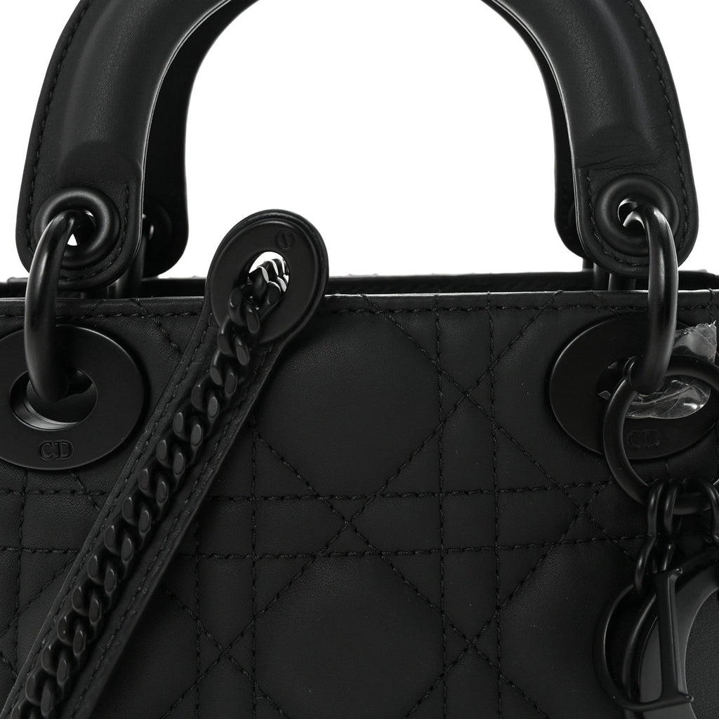 Ultra Matte Calfskin Cannage Mini Lady Dior Black