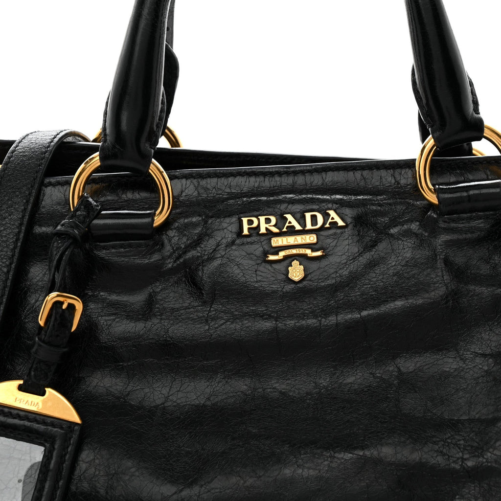 Vitello Shine Shopping Satchel Black