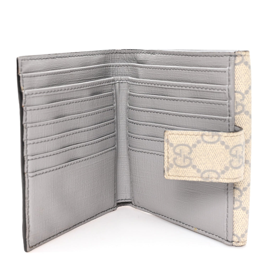 GG Supreme Monogram GG Pierce French Flap Wallet Ecru Grigio