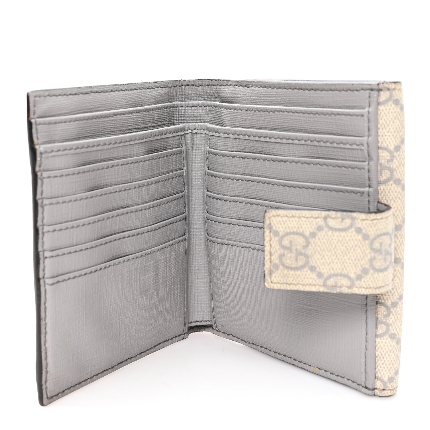 GG Supreme Monogram GG Pierce French Flap Wallet Ecru Grigio