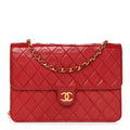 Lambskin Quilted Medium Single Flap Red