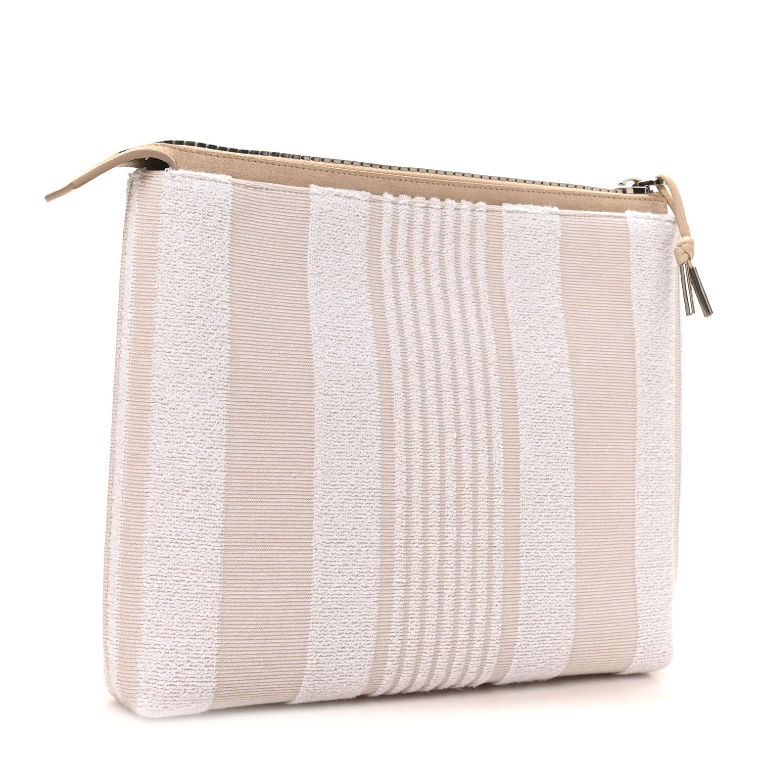 Canvas Terry Striped Travel Pouch Ivory