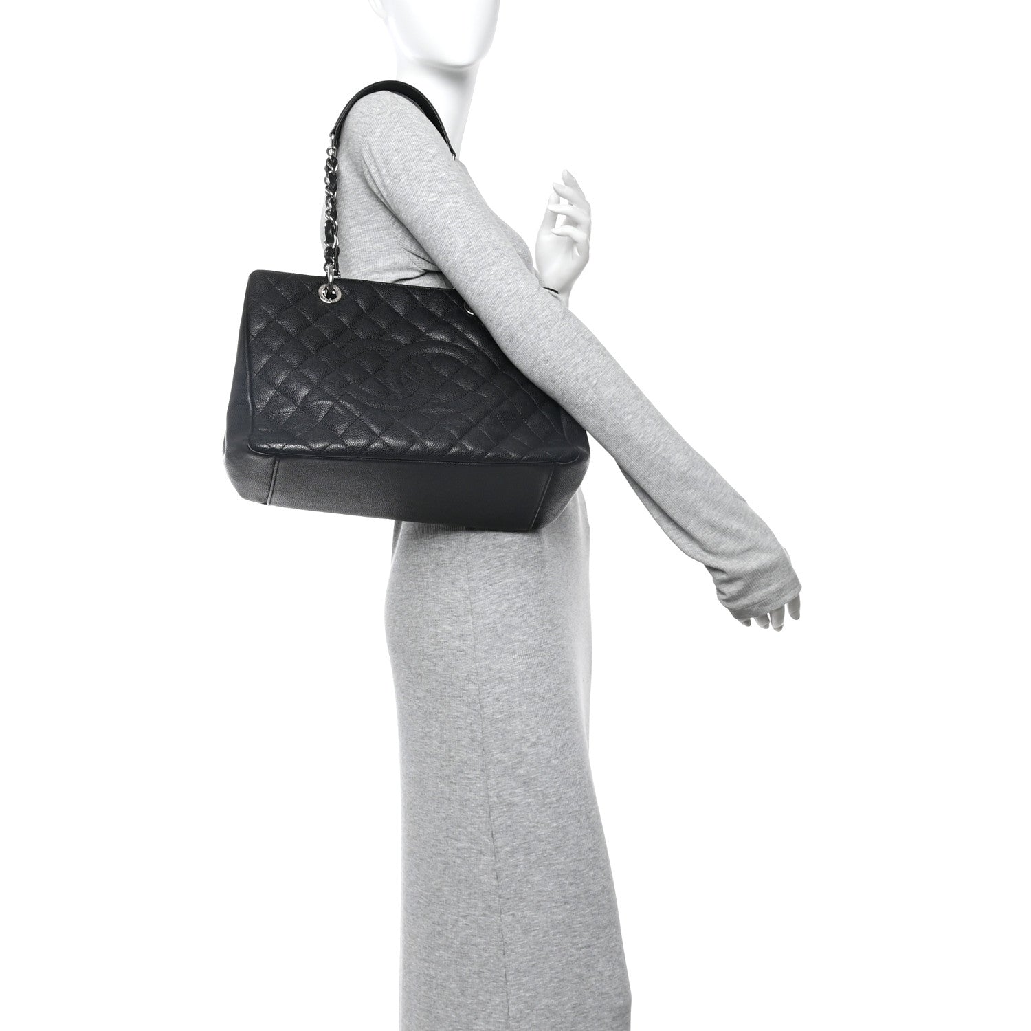 Caviar Quilted Grand Shopping Tote GST Black