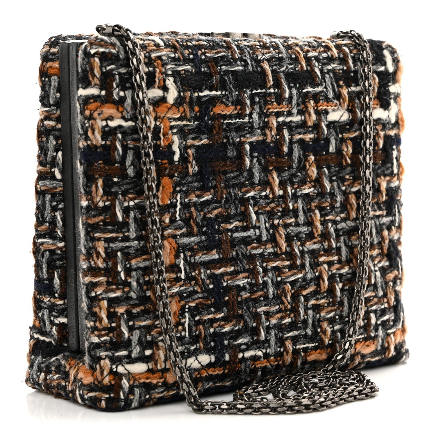 Tweed Kisslock Minaudiere Black Multicolor