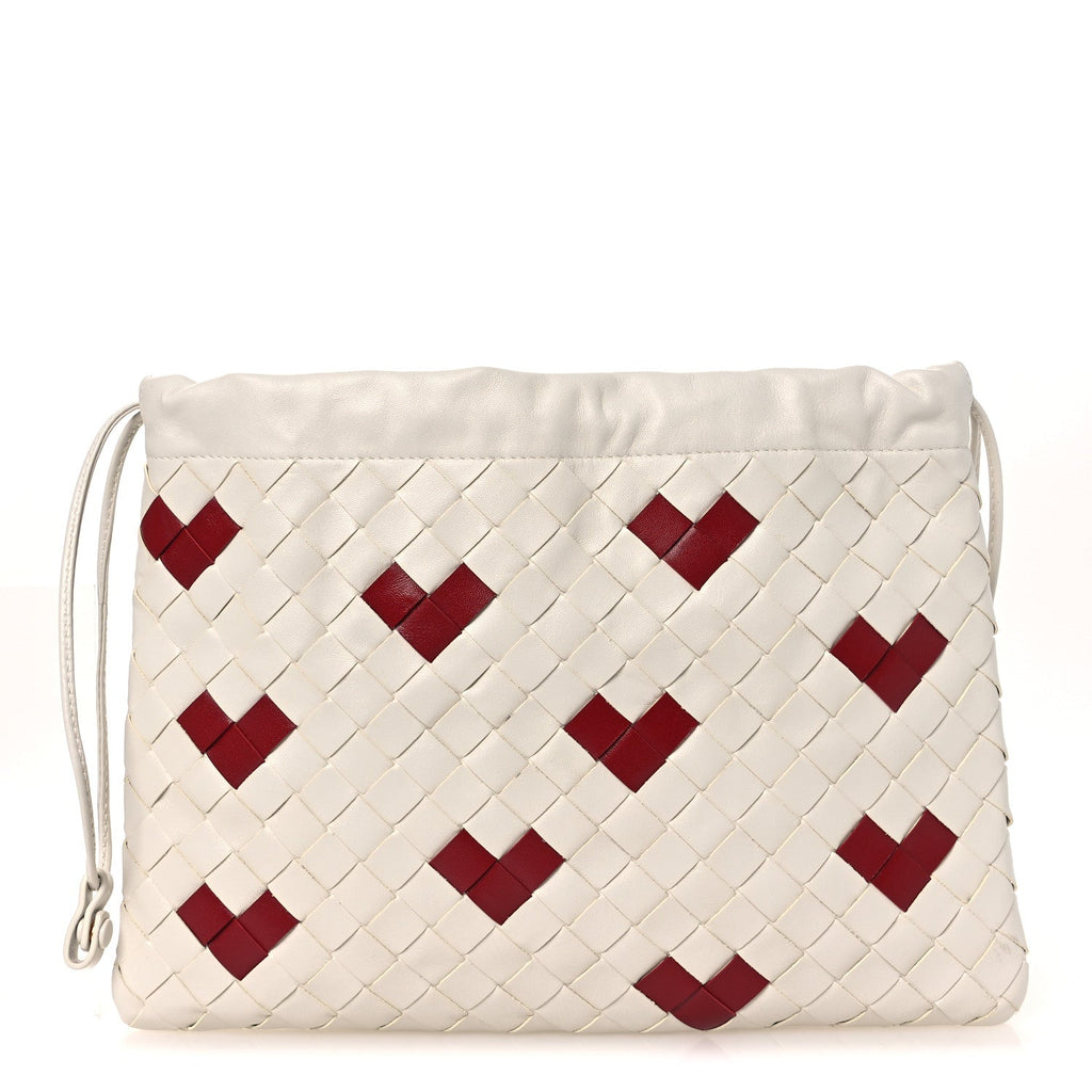 Nappa Intrecciato Heart Medium Dustbag White Dark Red