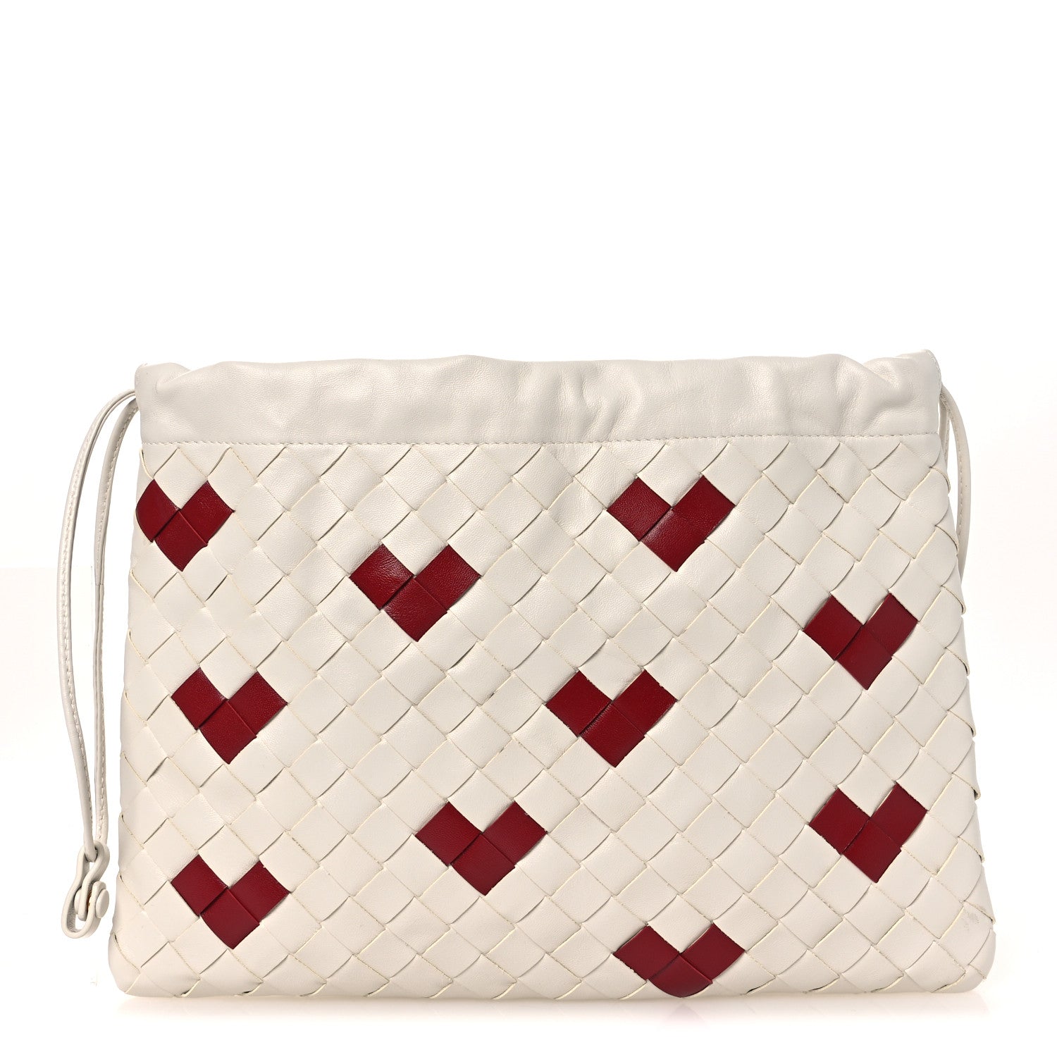 Nappa Intrecciato Heart Medium Dustbag White Dark Red