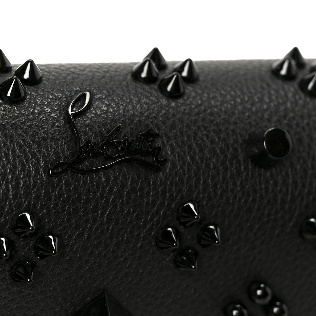 Calfskin Spikes Loubinthesky Paloma Clutch Black