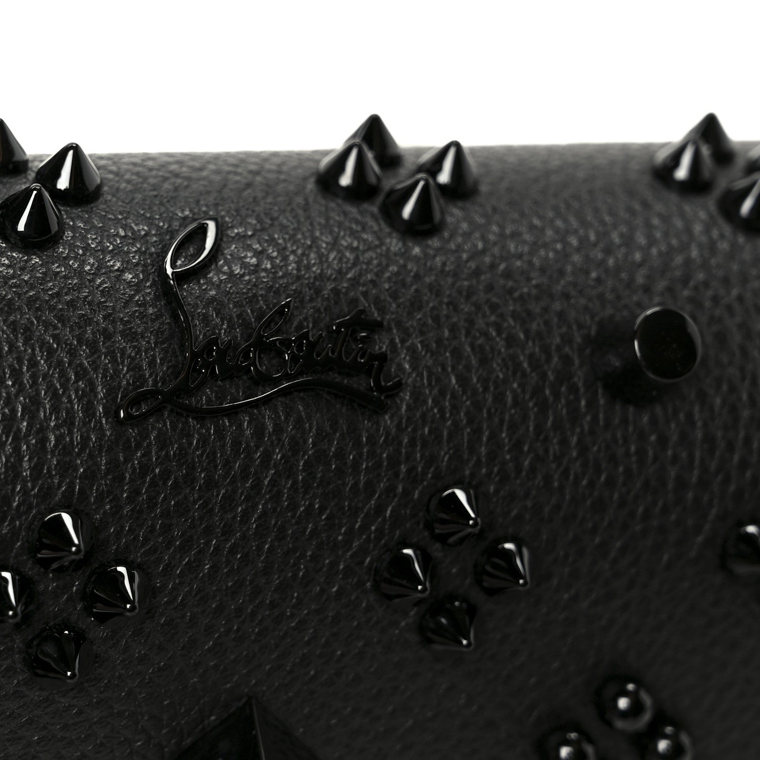 Calfskin Spikes Loubinthesky Paloma Clutch Black