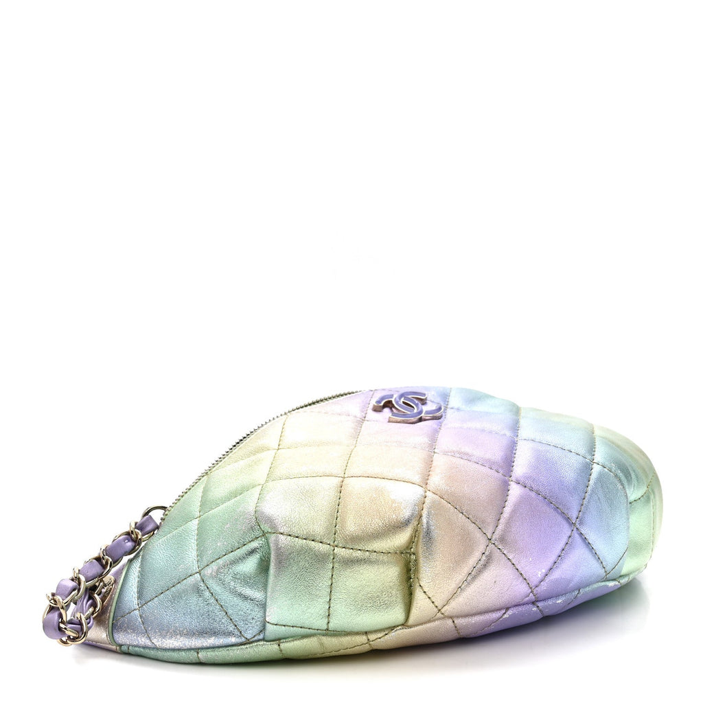 Gradient Metallic Lambskin Quilted Walking Mood Waist Bag Fanny Pack Pink Purple Green