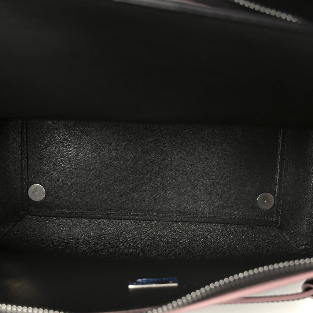 Smooth Calfskin Mini Belt Bag Dark Grey Pink