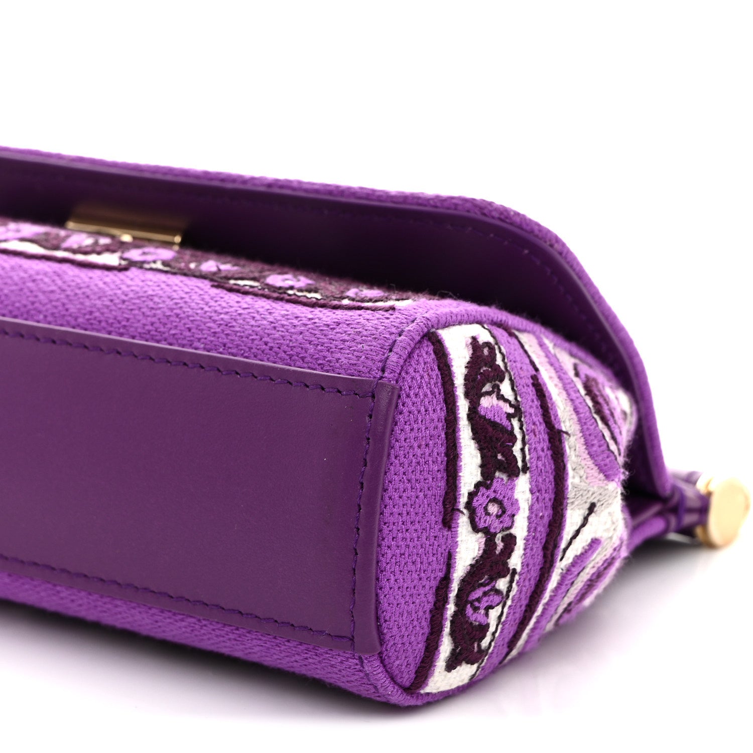 Canvas Embroidery Majolica Small Sicily Handbag Purple