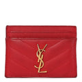 Grain De Poudre Matelasse Chevron Monogram Credit  Case New Red