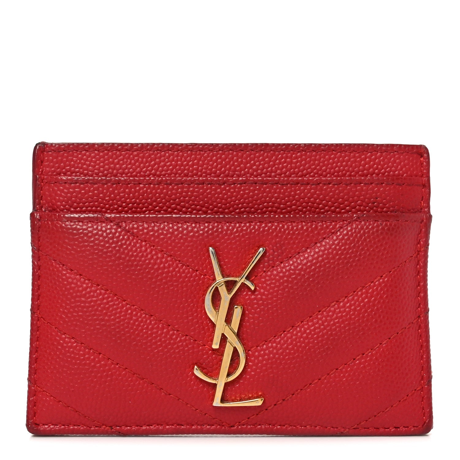 Grain De Poudre Matelasse Chevron Monogram Credit  Case New Red