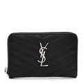 Grain De Poudre Matelasse Chevron Monogram Small Zip Around Wallet Black