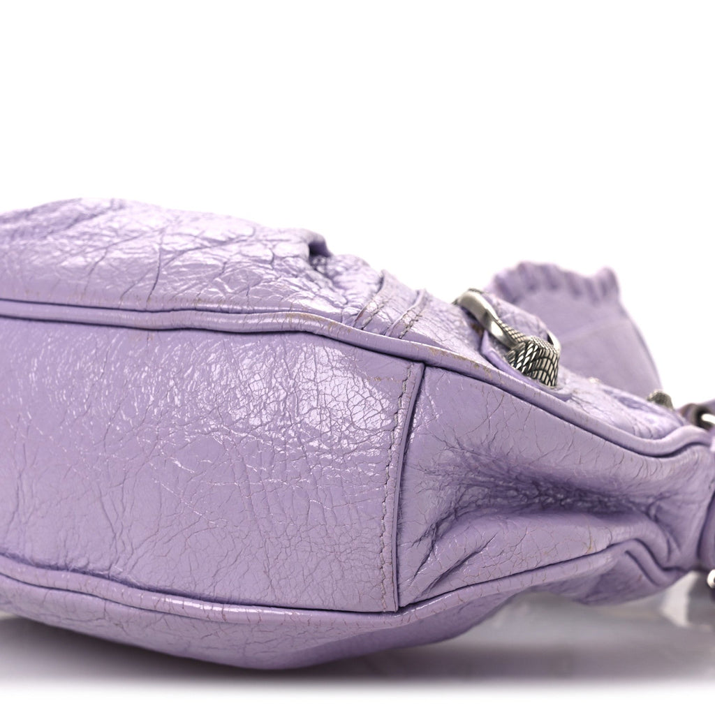 Extra Supple Calfskin Crocodile Embossed Le Cagole Shoulder Bag XS Lilac
