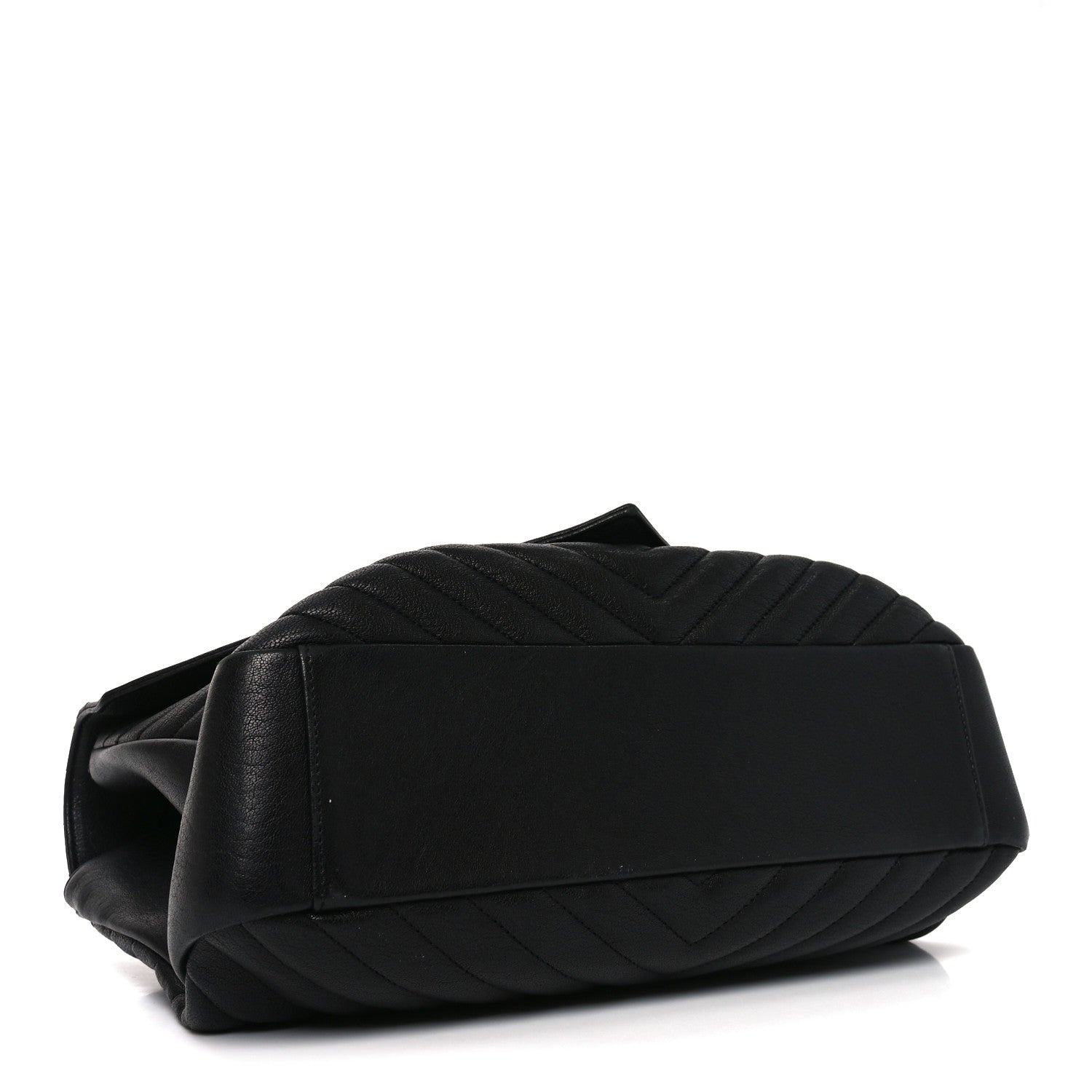 Sheepskin Matelasse Chevron Monogram Large College Bag Black