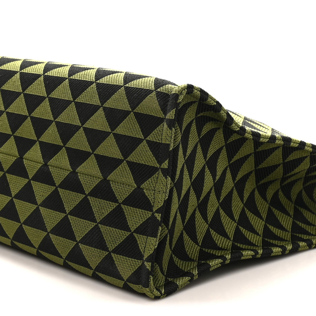 Jacquard Saffiano Triangolo Symbole Embroidered Shopping Tote Black Edera