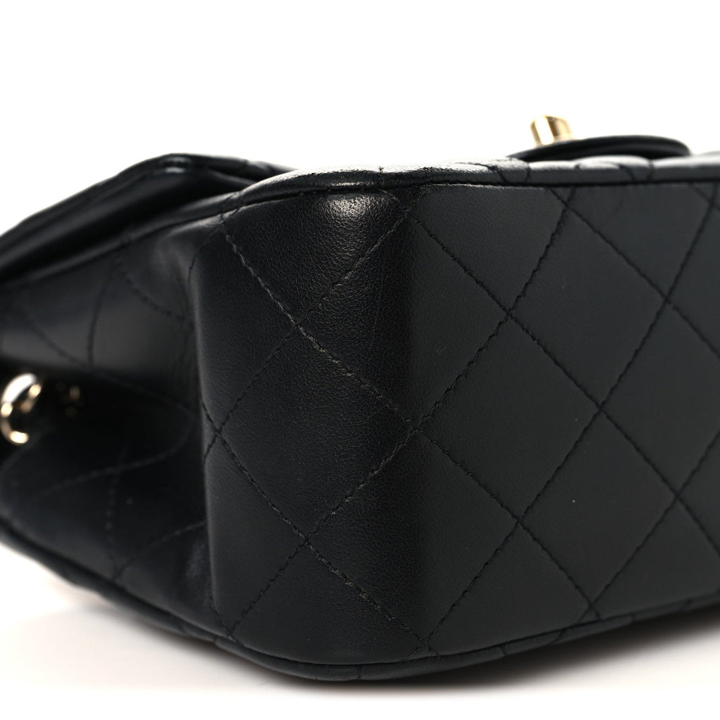 Lambskin Quilted Mini Square Flap Black