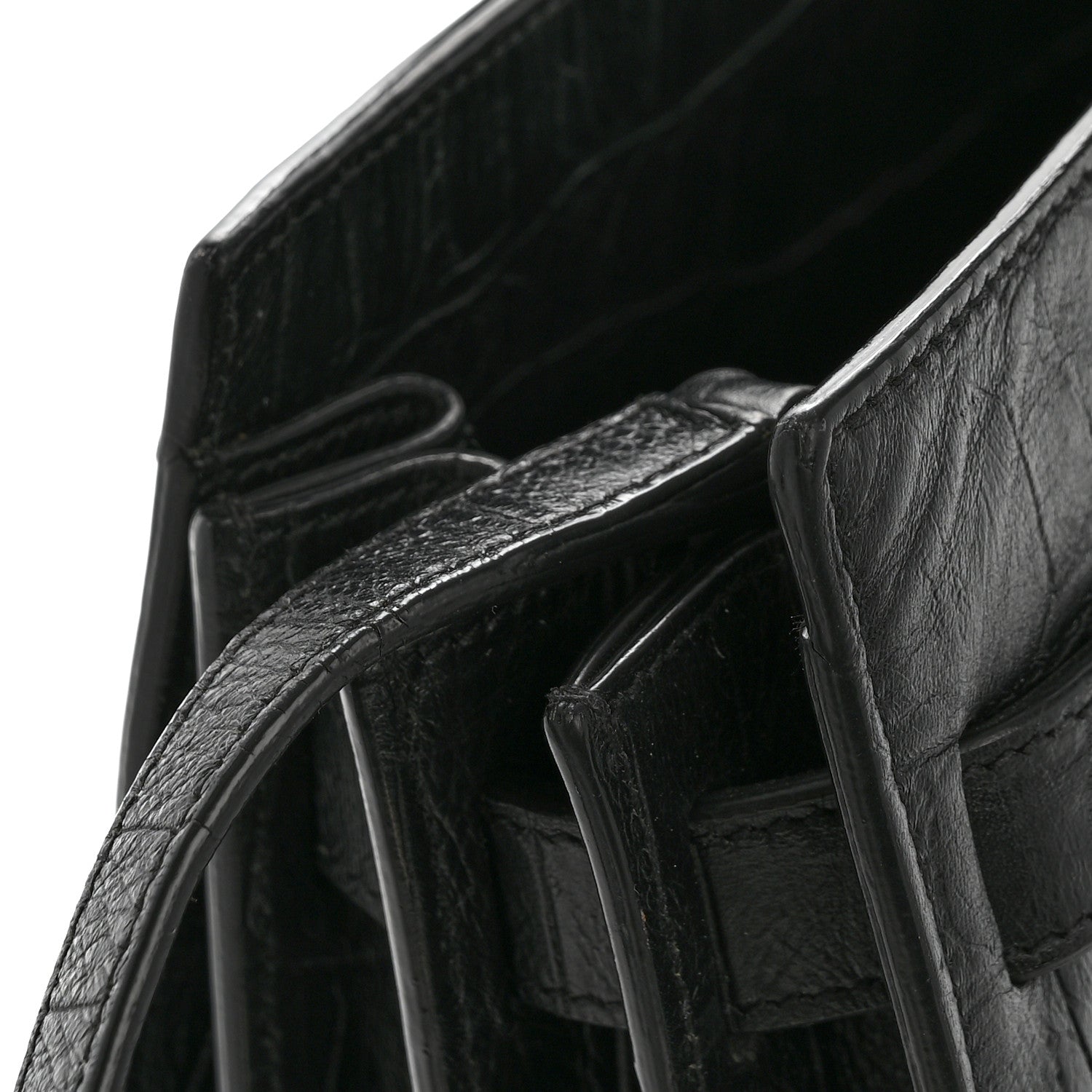 Calfskin Crocodile Embossed Baby Sac De Jour Black