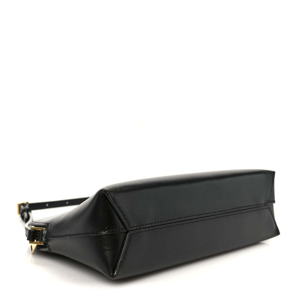 Shiny Calfskin Pouch On Strap Black