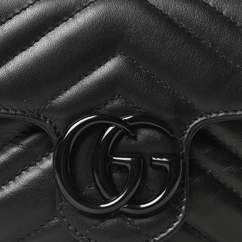 Calfskin Matelasse Monochrome GG Marmont Chain Belt Bag Black