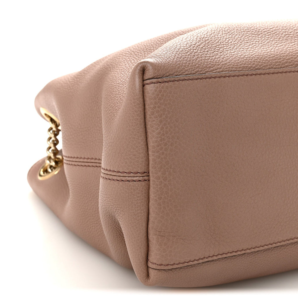 Pebbled Calfskin Medium Soho Chain Shoulder Bag Camelia