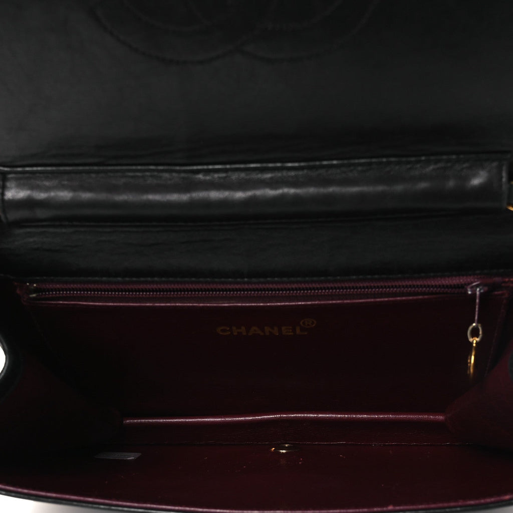 Lambskin Quilted Small Single Flap Bag Black