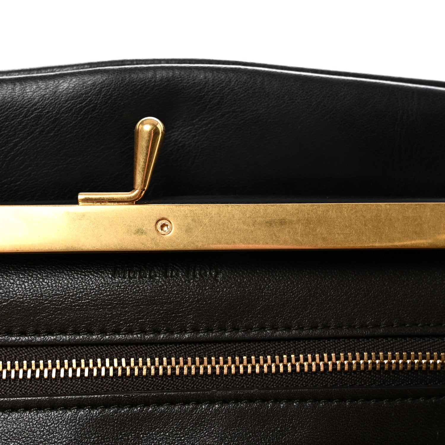Smooth Calfskin Eyelet Small Top Handle Bag Black