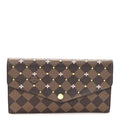 Damier Ebene Studded Sarah Wallet NM Rose Ballerine