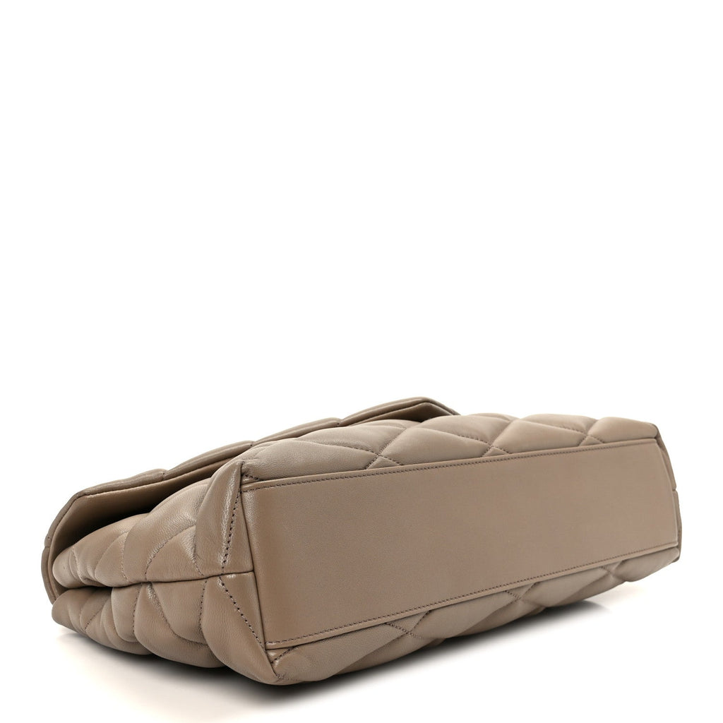 Lambskin Quilted Sade Puffer Envelope Clutch  Taupe