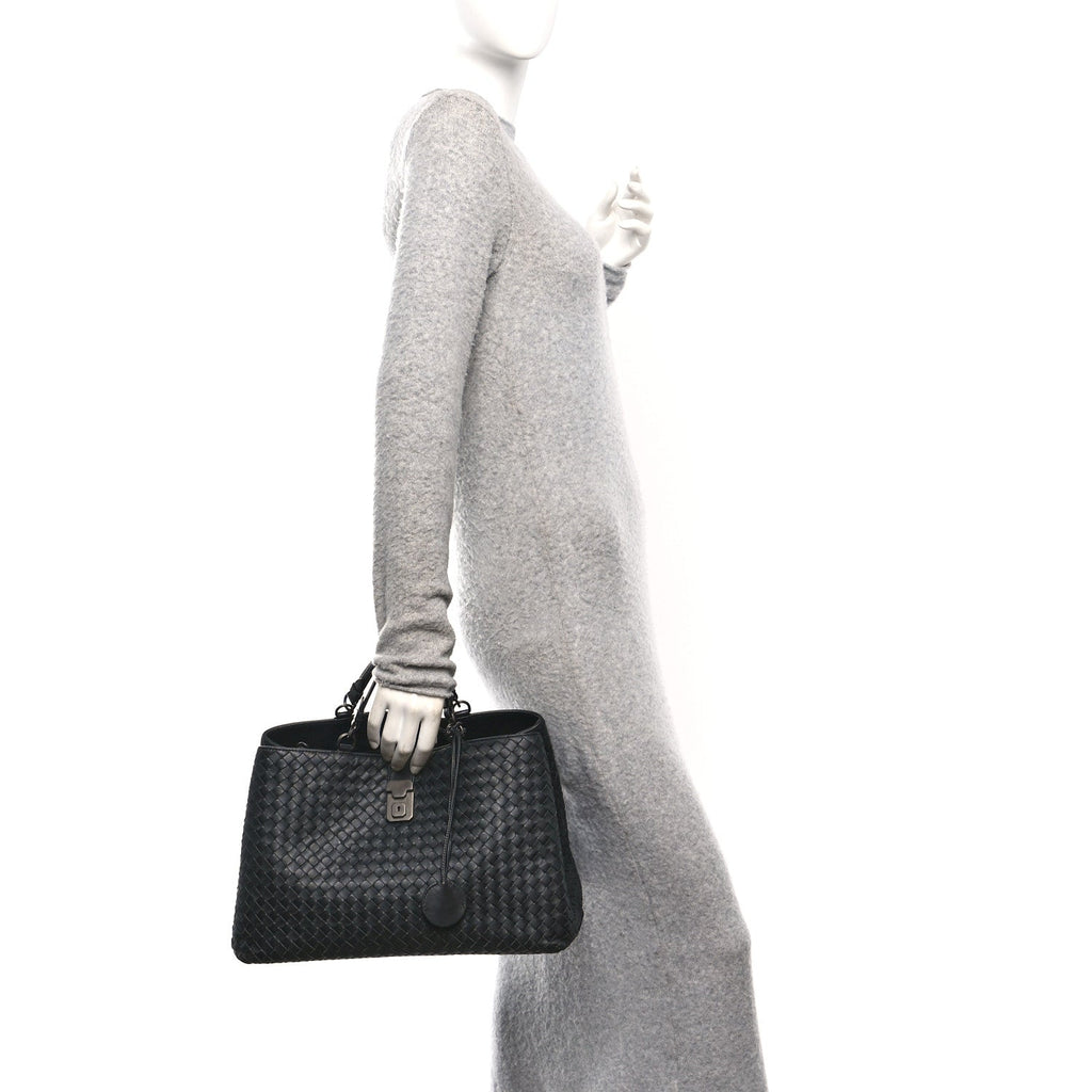 Nappa Intrecciato Large Roma Tote Black