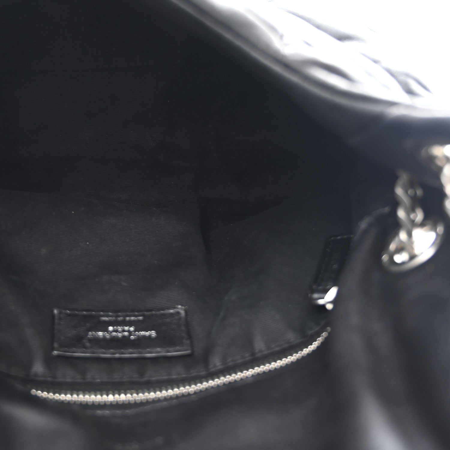 Lambskin Quilted Small Loulou Puffer Monogram Chain Satchel Black
