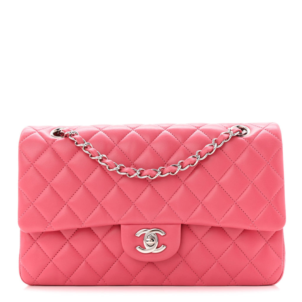 Lambskin Quilted Medium Double Flap Pink