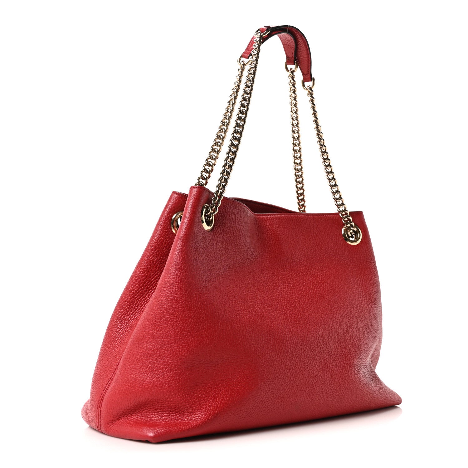 Pebbled Calfskin Medium Soho Chain Shoulder Bag Tabasco Red