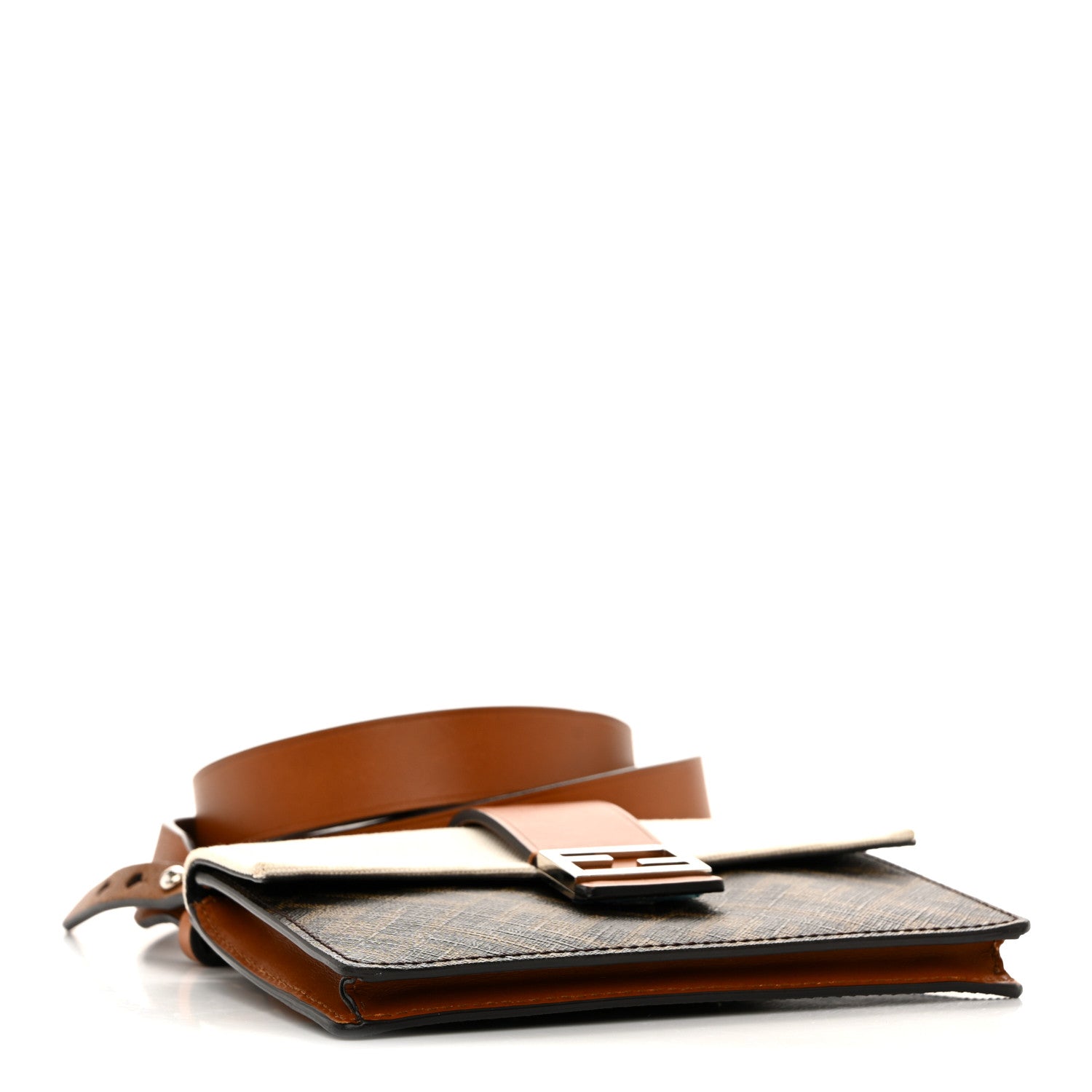 Glazed Fabric Cotton Vitello King Aura FF 1974 Baguette Belt Pouch Tobacco Moro Grezzo Cuoio
