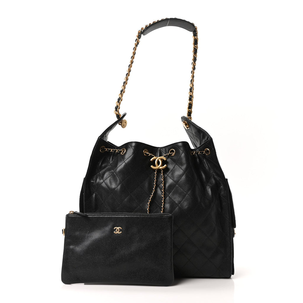 Caviar Quilted Medium Chanel 25 Handbag Black