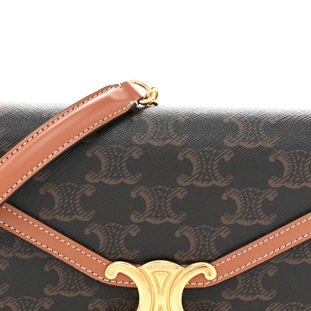 Triomphe Canvas Calfskin Margo Wallet on Chain Tan