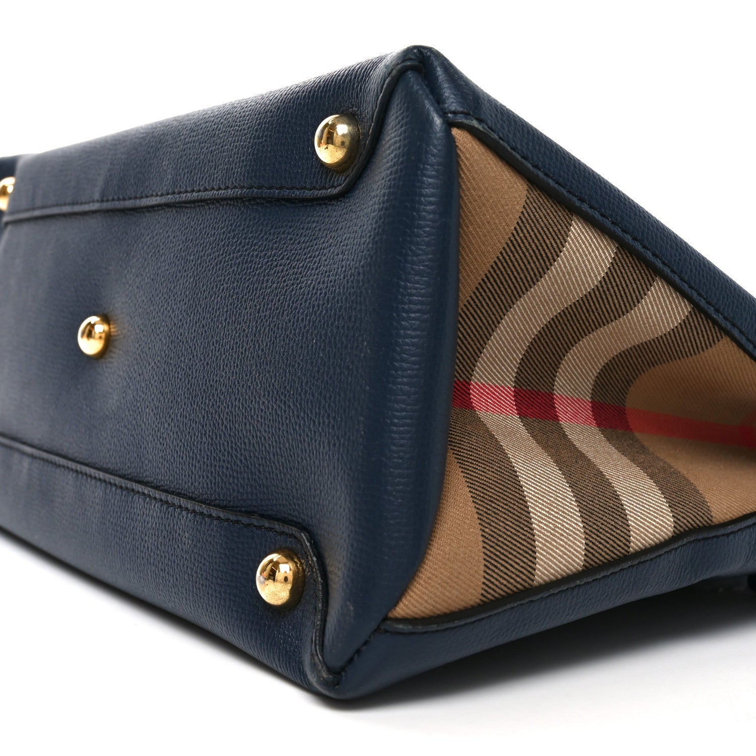 Derby Calfskin House Check Medium Banner Tote Ink Blue