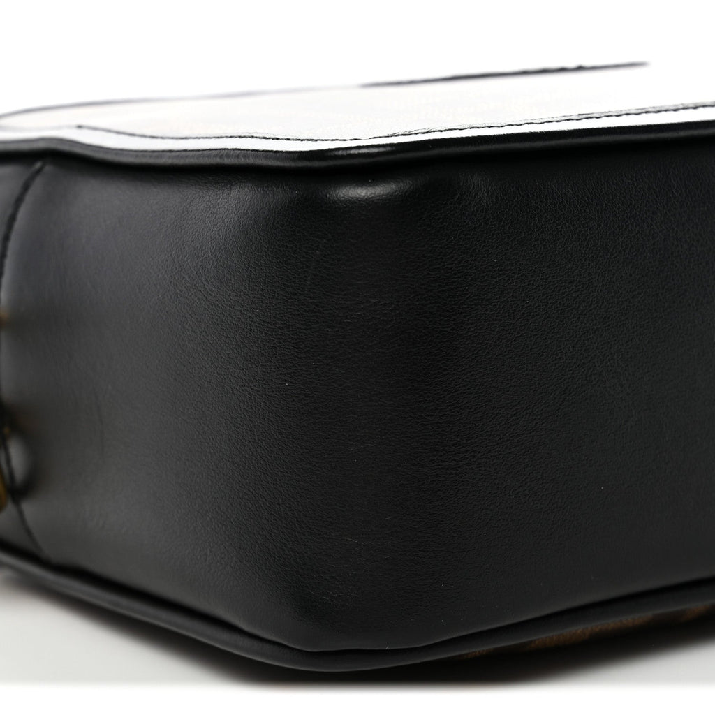 Glazed Fabric Vitello Century FF 1974 Stamp Patch Mini Camera Case Mogano Panna Black