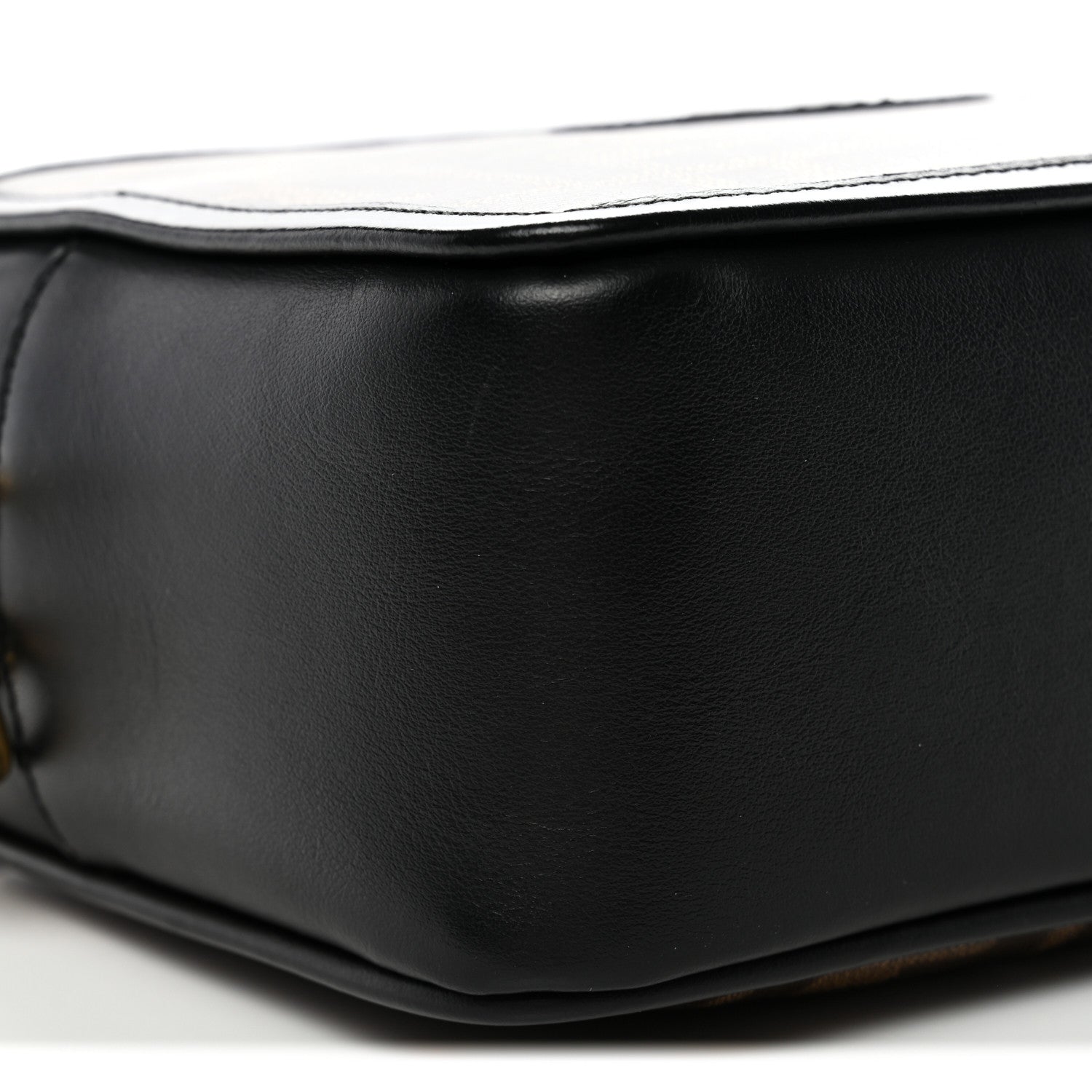 Glazed Fabric Vitello Century FF 1974 Stamp Patch Mini Camera Case Mogano Panna Black