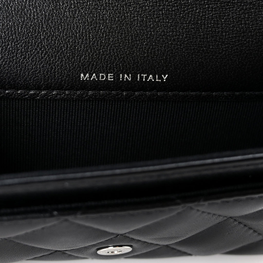 Lambskin Quilted Flap  Holder Wallet So Black