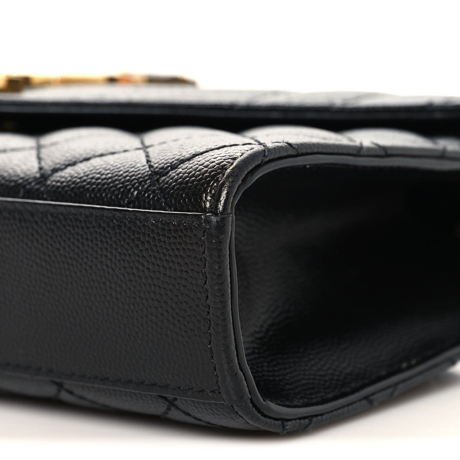 Grain De Poudre Textured Mixed Matelasse Triquilt Small Monogram Satchel Black