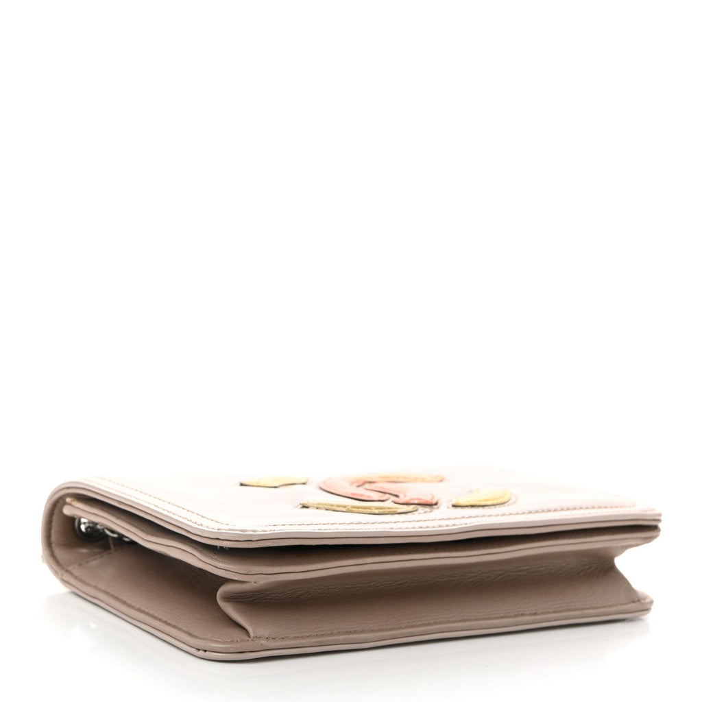 Vinyl Lipstick Wallet On Chain WOC Beige