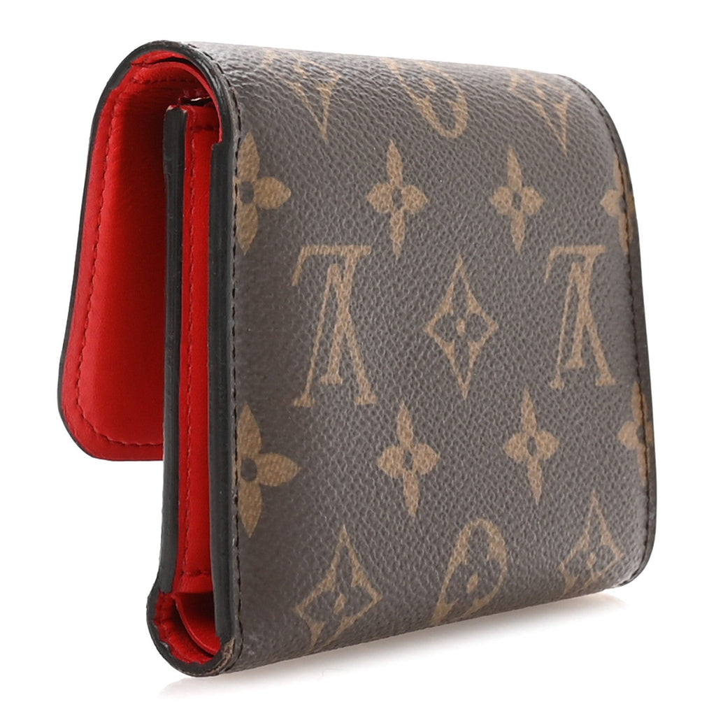 Monogram Flower Lock Compact Wallet Coquelicot
